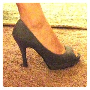 Grey suede heels