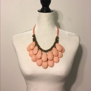 Coral Teardrop Statement Necklace