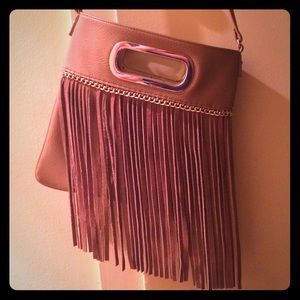 *RESERVED* Tan Fringe Shoulder Purse