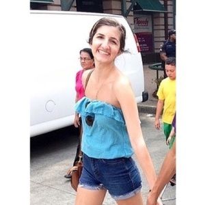 Sky Blue Sleevless Crop Top