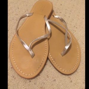 J. Crew silver flip flops