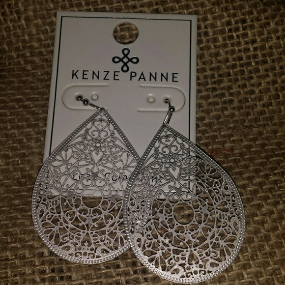 Silver lace earrings