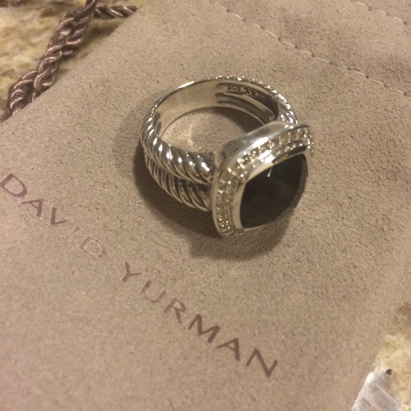 DY Albion Ring with Black Onyx and Pave Diamonds