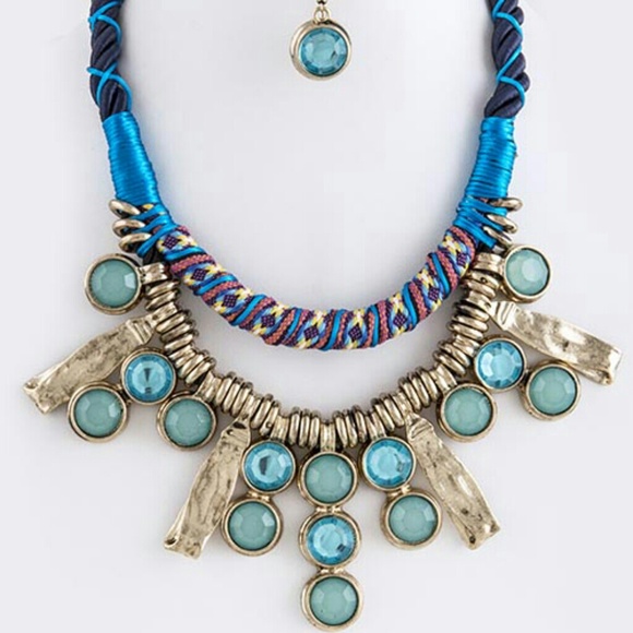 SOLD IN BUNDLE Crystal Bezel Roped Stated Necklace
