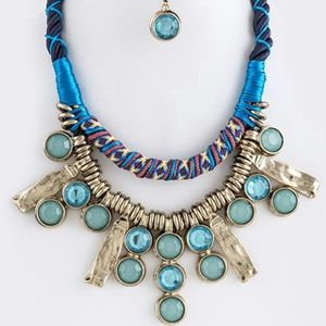 SOLD IN BUNDLE Crystal Bezel Roped Stated Necklace