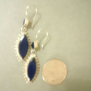 Lapis lazuli and silver dangle earrings handmade