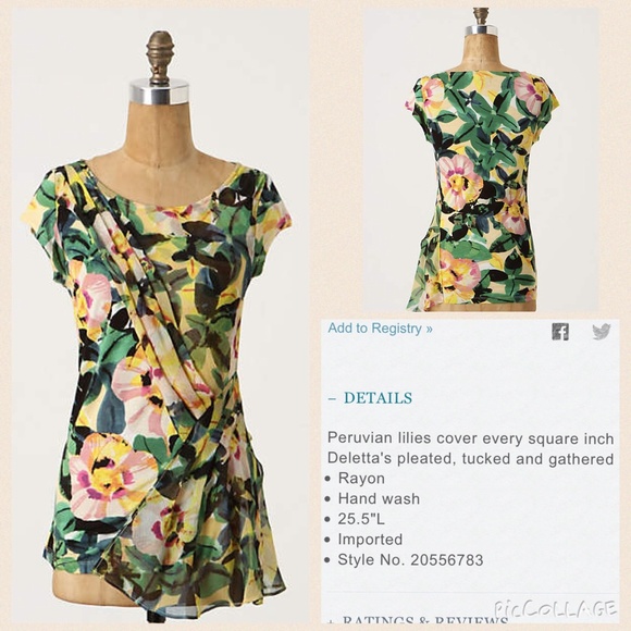 ⭕️Sold⭕️Anthro Alstroemeria Tee M
