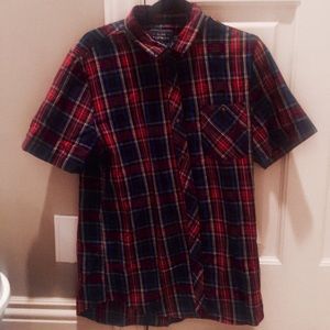 Topman red/blue short sleeve flannel