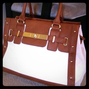 Aldo Ivory & brown shoulder bag/tote !