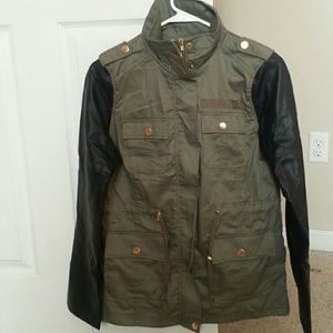 Olive/leather Jacket