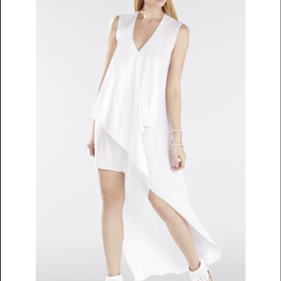 BCBG TARA CASCADE RUFFLE DRESS IN GREEN