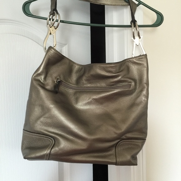 No name bronze/metallic color leather bag