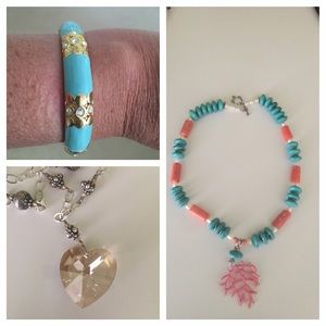 Two necklaces and a bangle bracelet