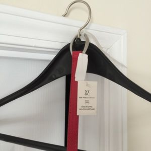 Red patent leather and metal buckle belt