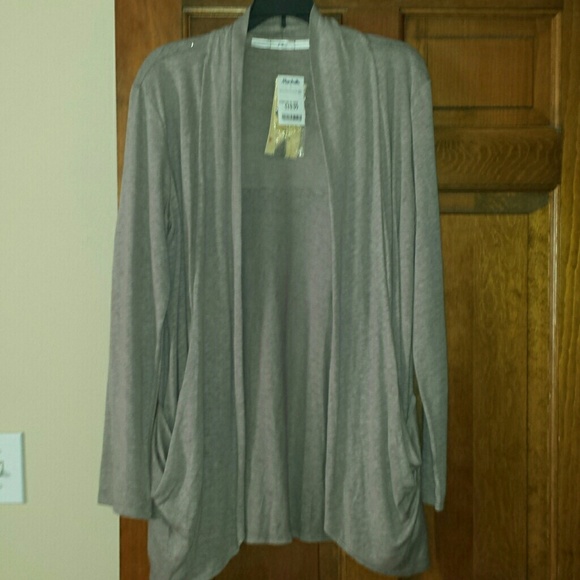 Gibson Tops - Tan open front cardigan