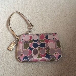 Multicolored coach wristlet
