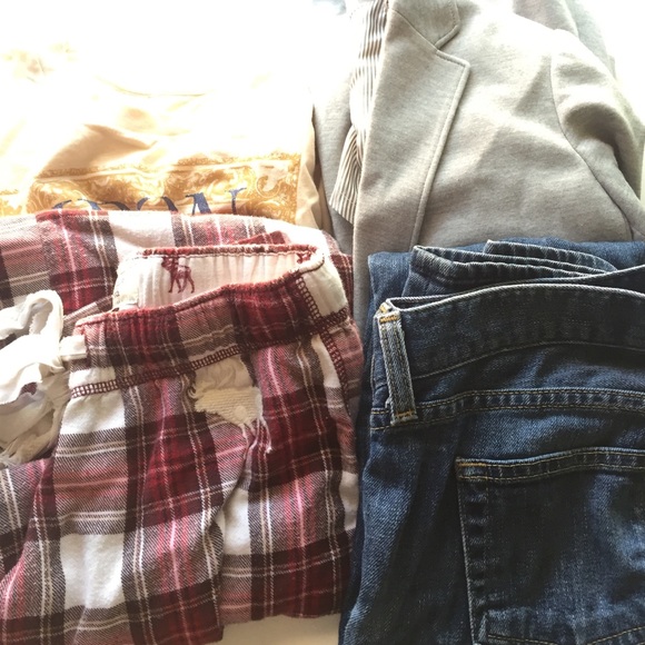 RESERVED bundle: tee, PJ bottoms, blazer, jeans