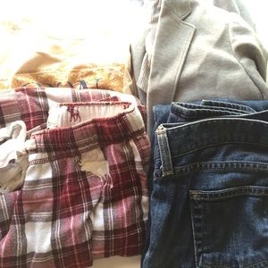 RESERVED bundle: tee, PJ bottoms, blazer, jeans