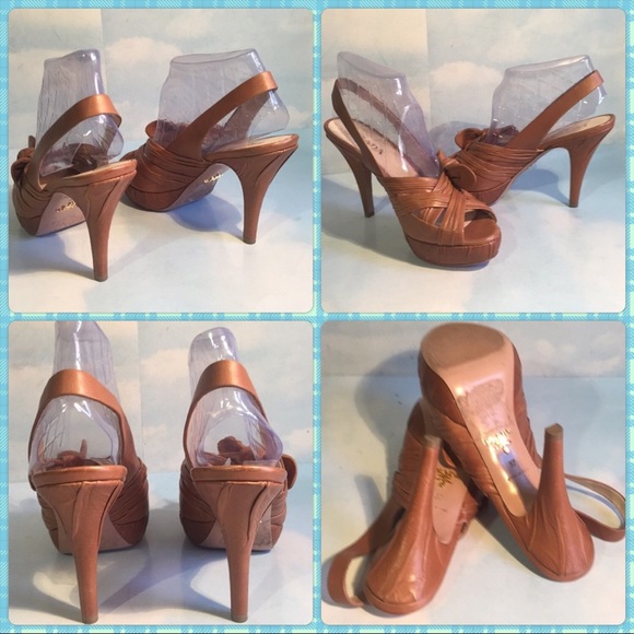 PRE-OWNED PRADA BROWN LEATHER PLATFORM SHOES - Picture 3 of 4