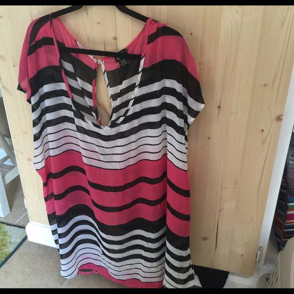 Striped Chiffon Button Back Top