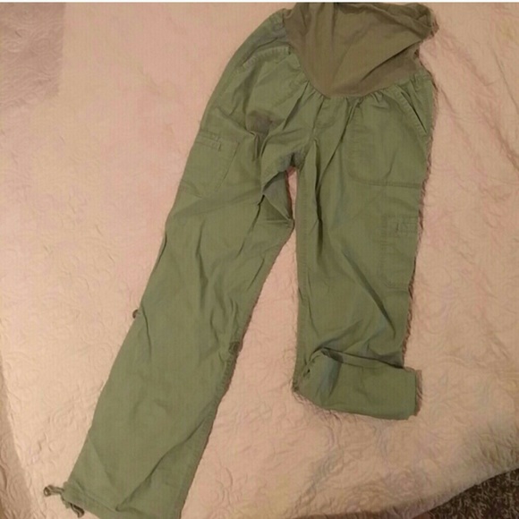 Olive colored Maternity Convertible Pants