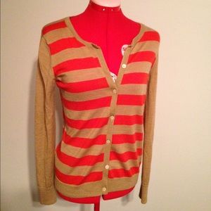 Orange/tan striped cardigan, size s, GAP