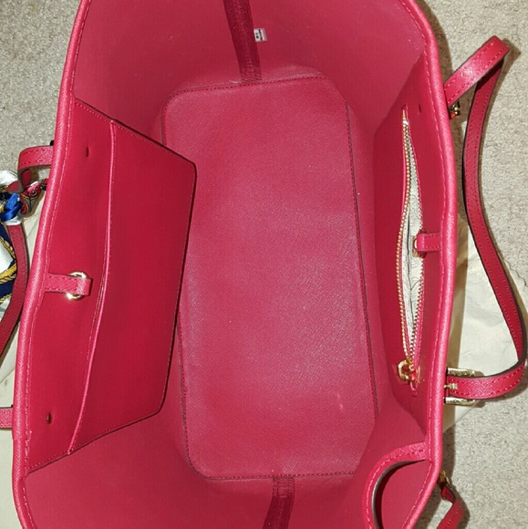 Authentic Jet Set Travel Leather Tote Large Red - Picture 3 of 4