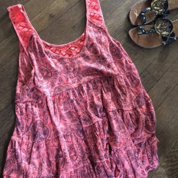 FREE PEOPLE Crochet Knit Floral Swing Tiered Top - Picture 3 of 4