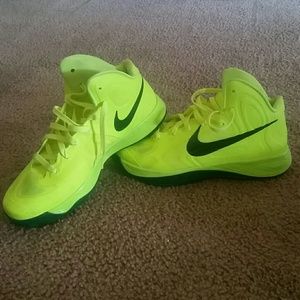 Bright neon yellow Nike Hyperfuse shoes