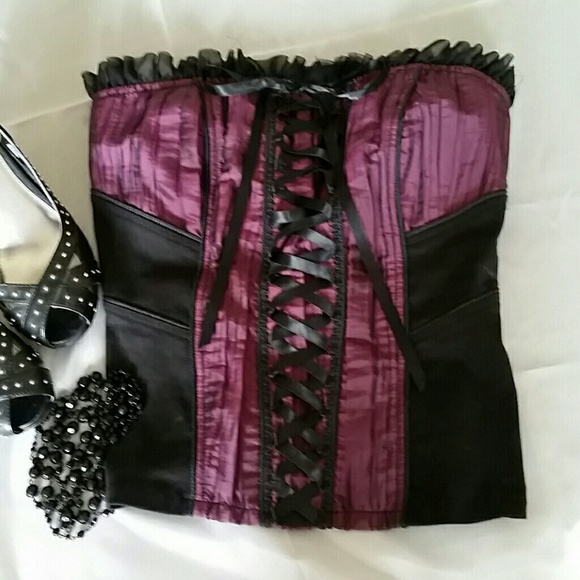 Purple and Black Corset w/Removable Halter