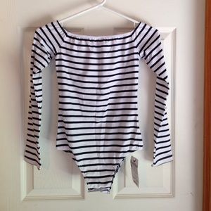 Striped body suit