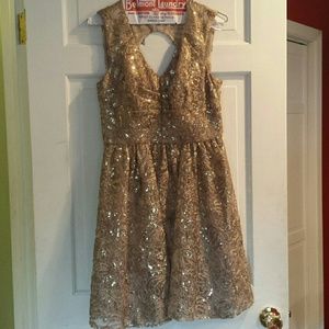 Gold sequin party dress