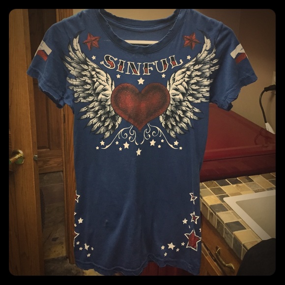 Sinful blue and red top