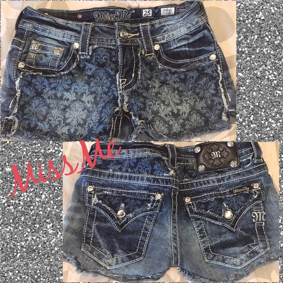 Miss Me Designer RARE Jean Shorts rhinestone