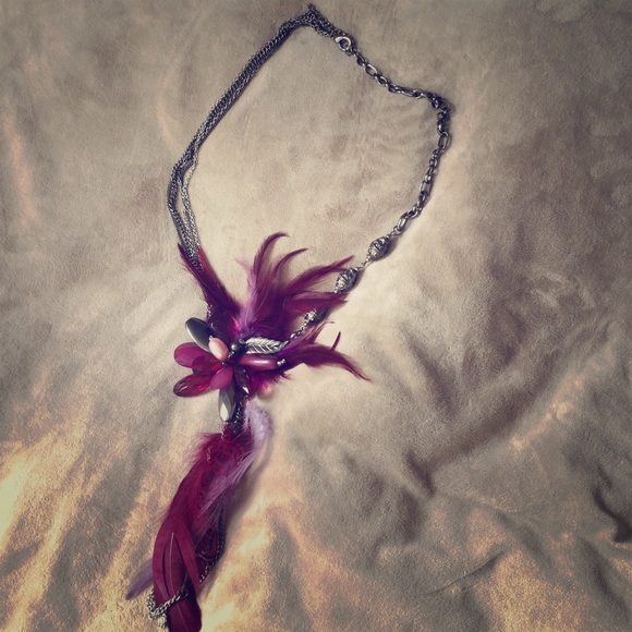 Feather Mardi Gras necklace