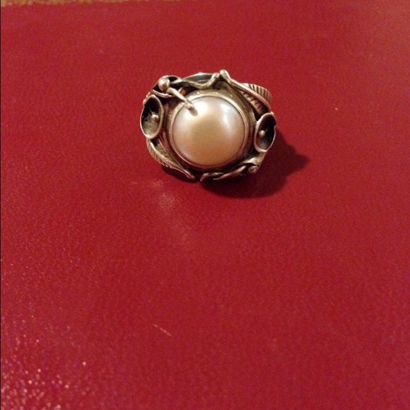 Handmade fair trade pearl and sterling silver ring