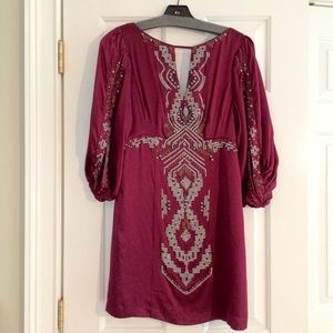 Satin beaded dress.