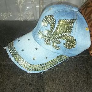 Light denim bling cap