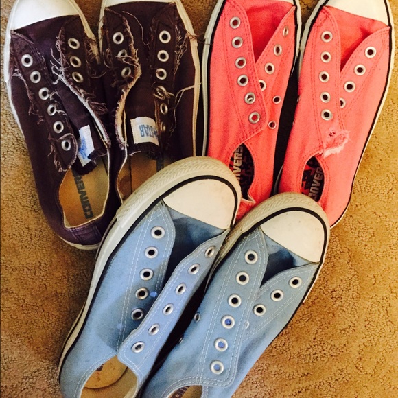3 pr Converse! Pink, light blue and brown
