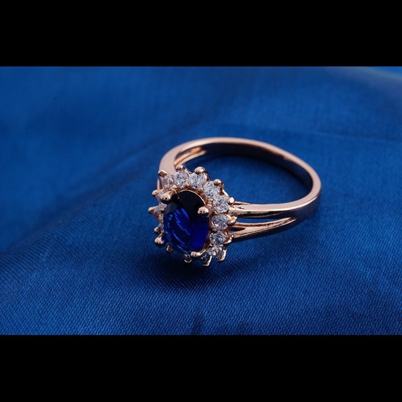 SOLD 18k rose gold plated high quality blue CZ - Picture 2 of 4