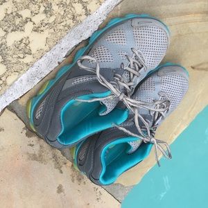 Grey and Blue Athletic Sneakers