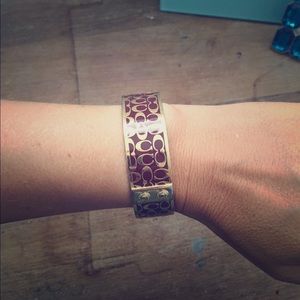 Coach enamel bangle in gold & bordeaux