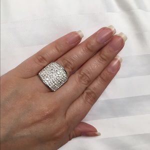 White Austrian Crystal stainless steel ring
