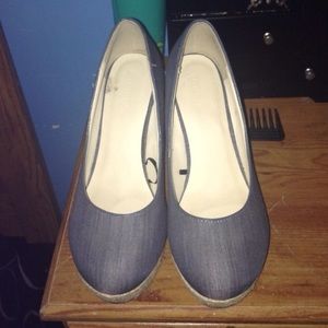 A Pair of Denim Wedges