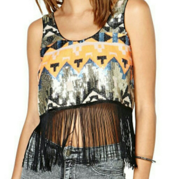 Nasty Gal Poison Arrow Sequin Crop Tank - Picture 1 of 2