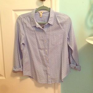 Polka dot chambray button down