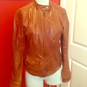 Cognac Super soft leather motorcycle jacket