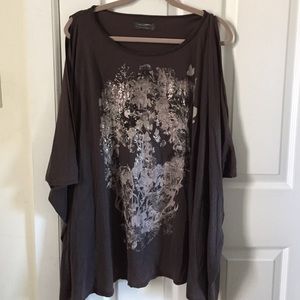 All Saints Gray Skull Top