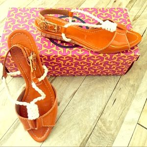 Tory burch mini wedge sandals