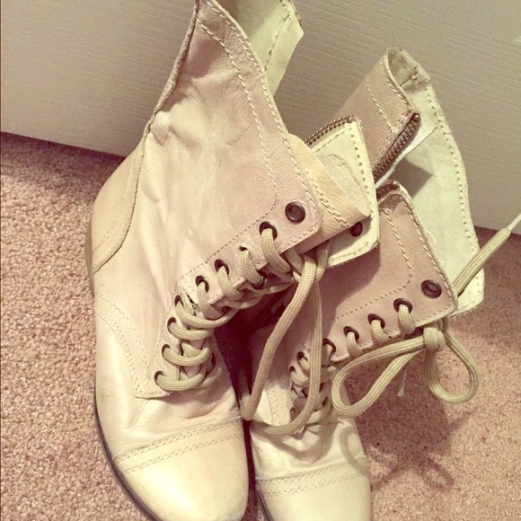 Off white combat boots